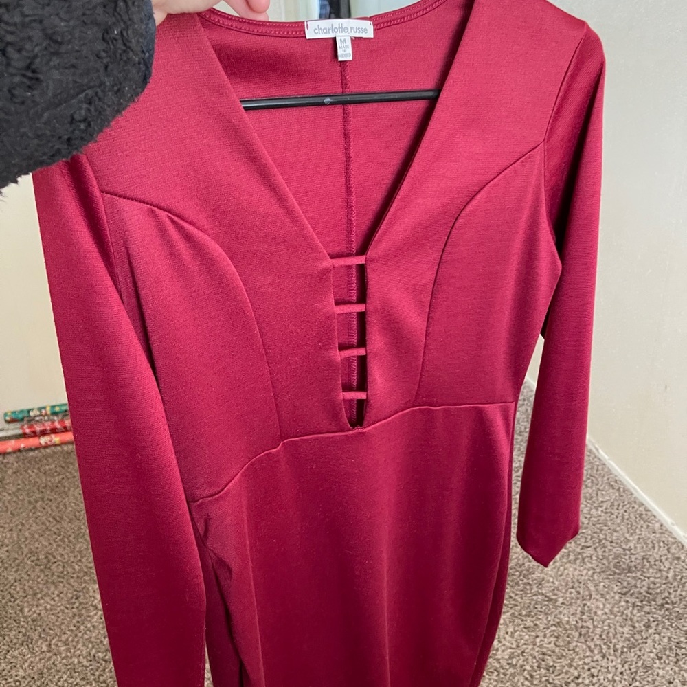 Long sleeve Maroon  dress